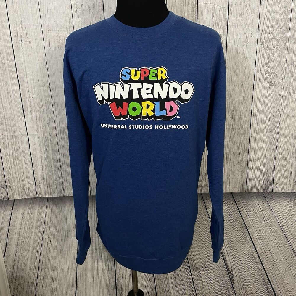 Universal Studios Hollywod Super Nintendo World Mens 2X Blue Pullover Sweatshirt